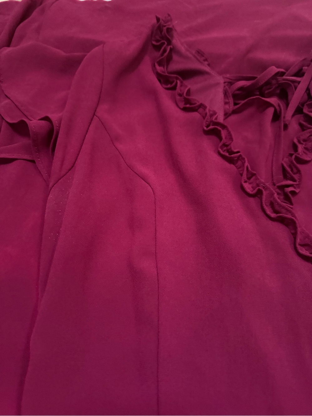 Lulu's Pour the Champagne Burgundy Ruffled Backless Maxi Dress Size Small - Picture 4 of 8